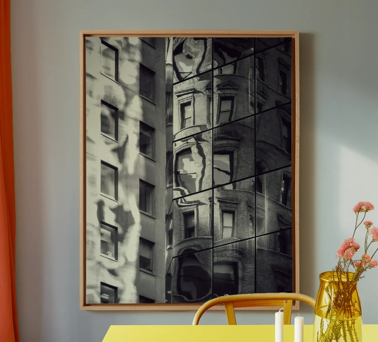 Urban Mirage – Architectural Reflection canvas with Floater frame by JaySan Studio