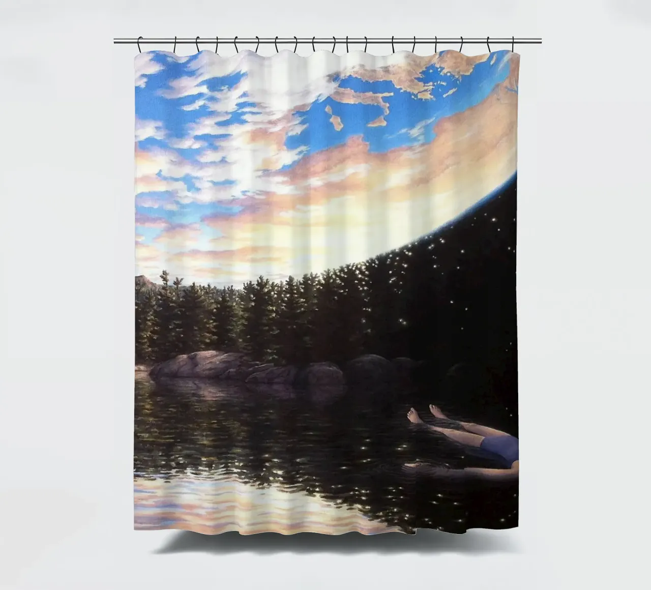 Rob Gonsalves Das Phänomen des Schwebens Duschvorhang von Trudeau Art Galley