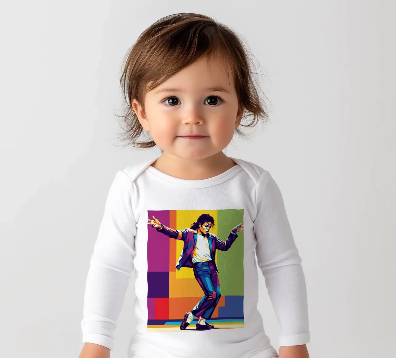 Michael Jackson - let's dance long-sleeve baby romper by Hantamrata