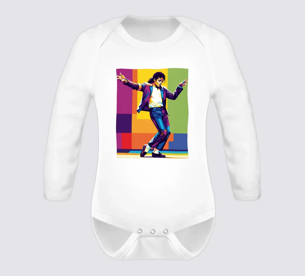 Michael Jackson - let's dance long-sleeve baby romper by Hantamrata