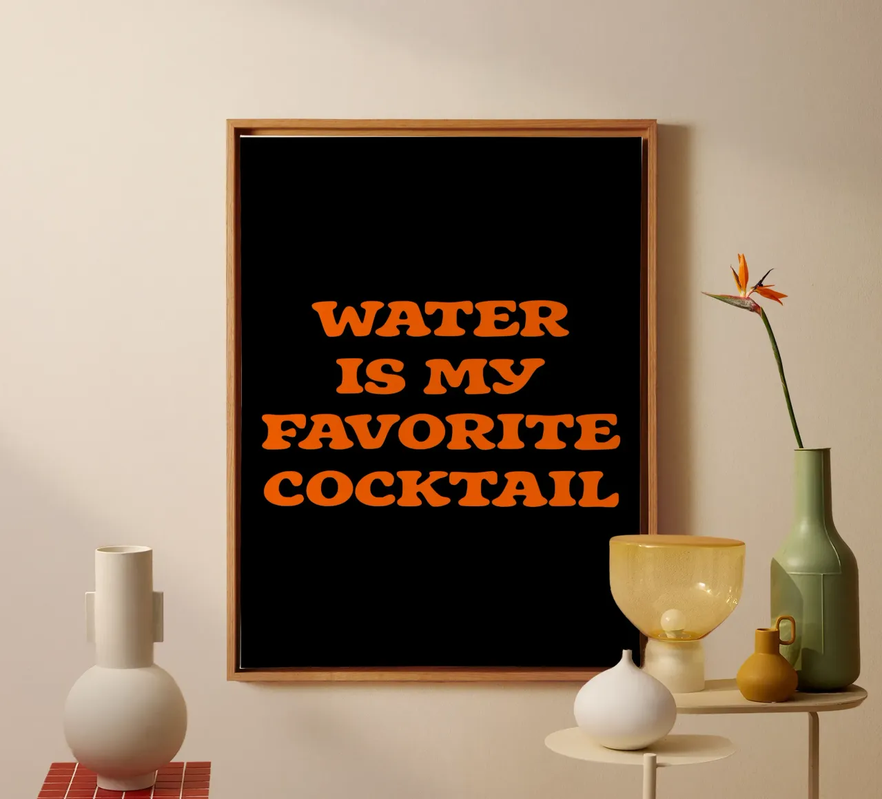 Wasser ist mein Lieblingscocktail Lustiges Hydration Zitat Design Leinwand mit Schattenfugenrahmen von sillyindustries