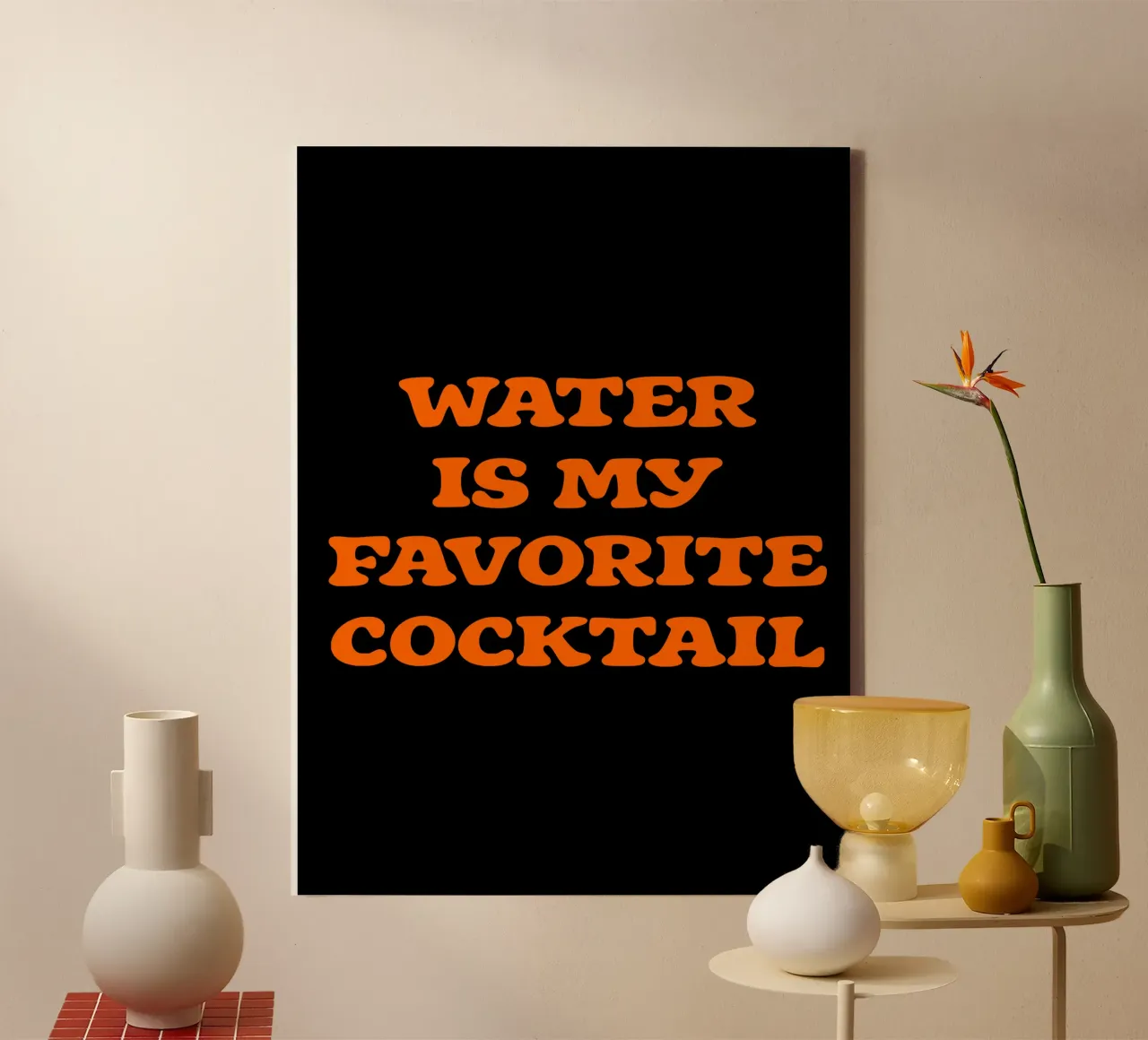Wasser ist mein Lieblingscocktail Lustiges Hydration Zitat Design Leinwand mit Schattenfugenrahmen von sillyindustries