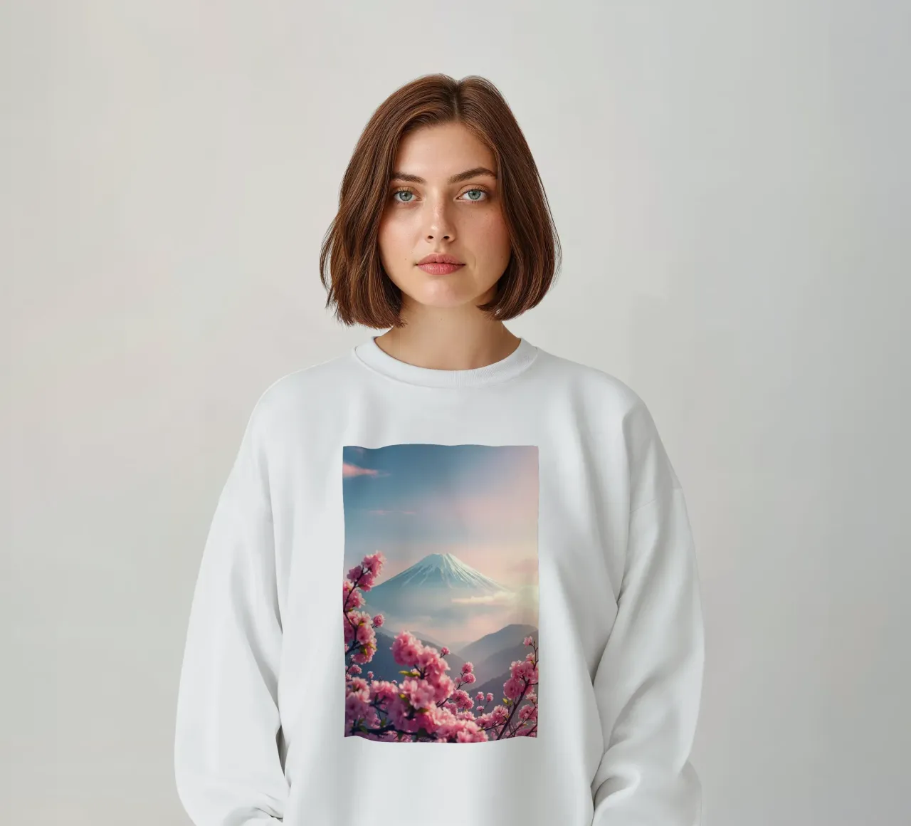 Il Monte Fuji in Giappone con i ciliegi in fiore felpa da RB-Digital-Paintings