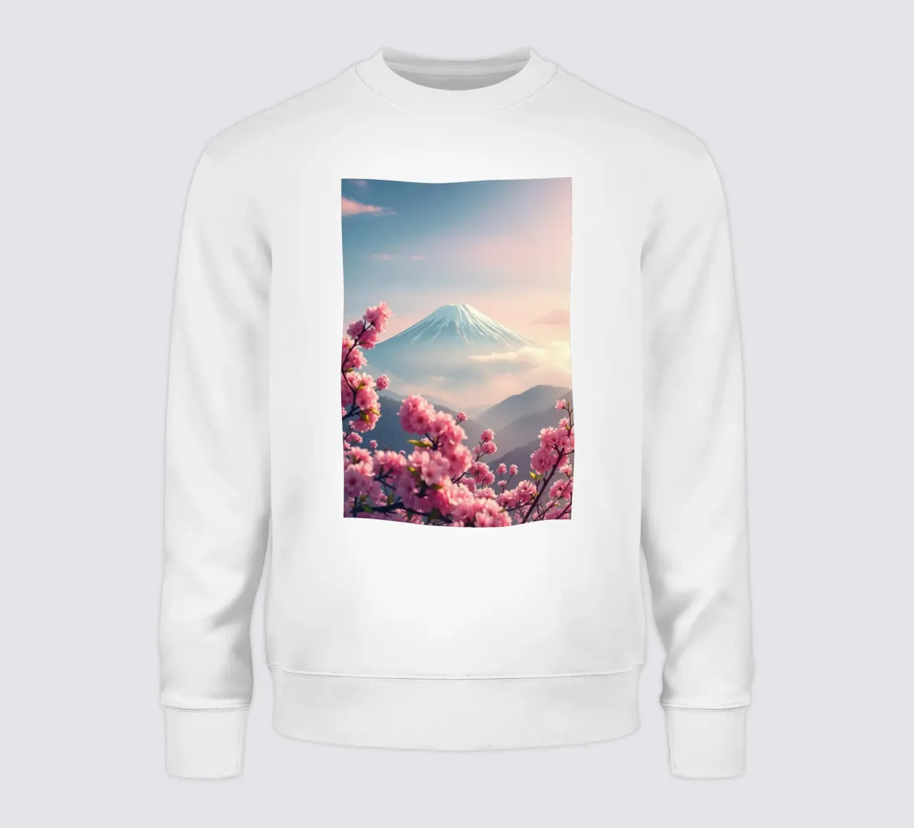 Il Monte Fuji in Giappone con i ciliegi in fiore felpa da RB-Digital-Paintings