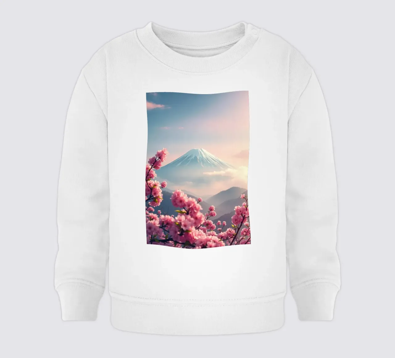 Il Monte Fuji in Giappone con i ciliegi in fiore felpa neonato da RB-Digital-Paintings