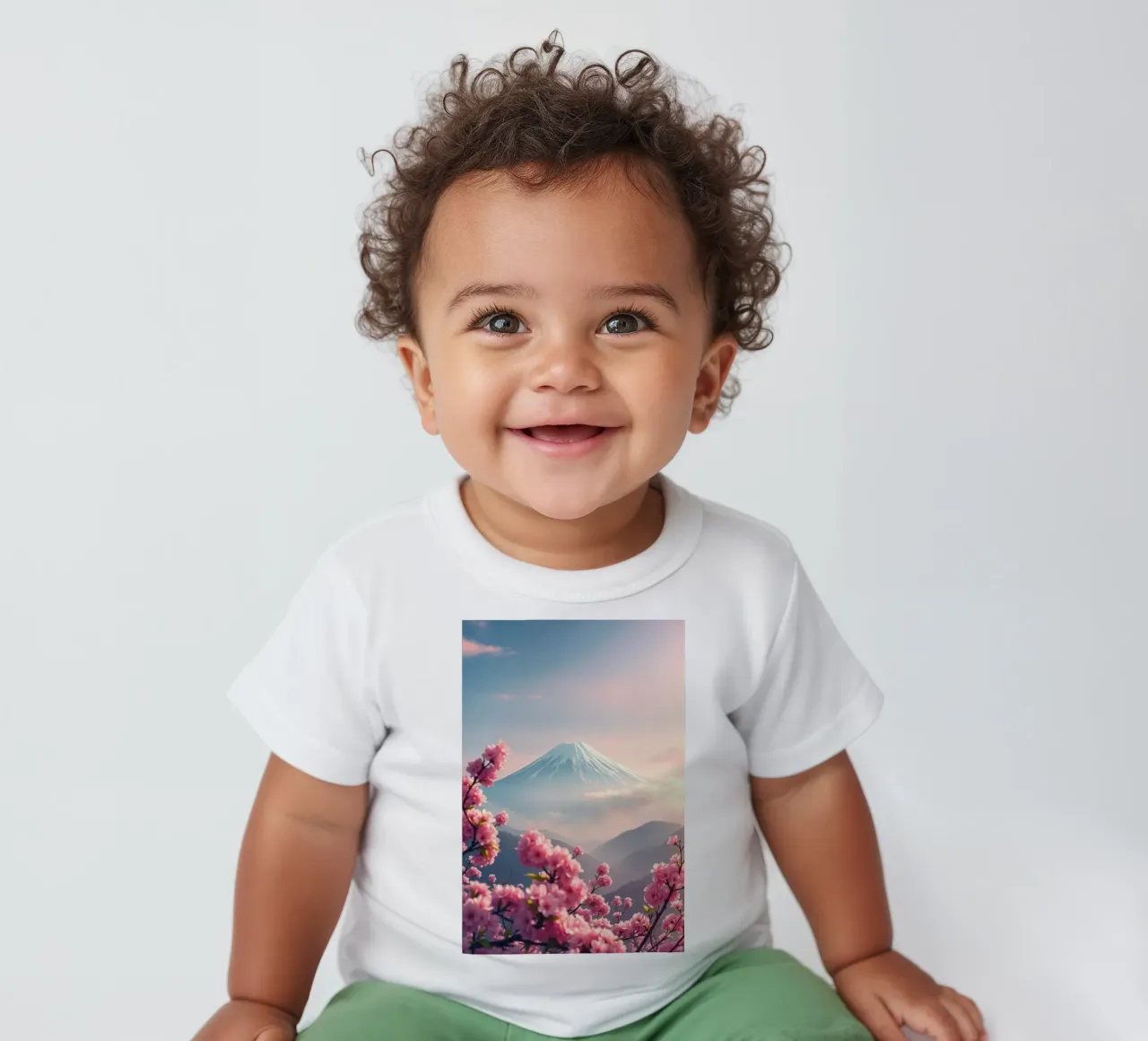 Il Monte Fuji in Giappone con i ciliegi in fiore maglietta neonato da RB-Digital-Paintings