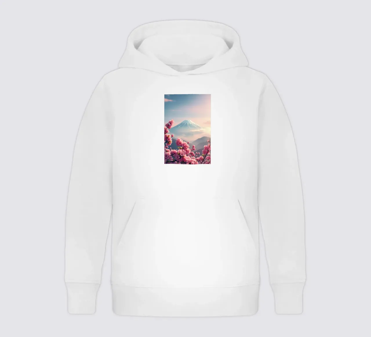 Il Monte Fuji in Giappone con i ciliegi in fiore felpa bambino con cappuccio da RB-Digital-Paintings
