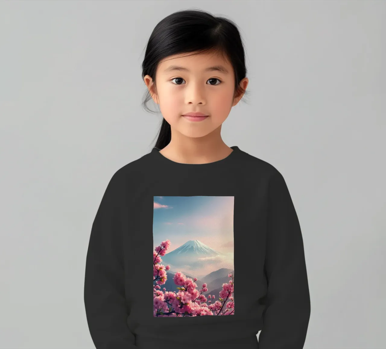 Il Monte Fuji in Giappone con i ciliegi in fiore felpa bambino da RB-Digital-Paintings