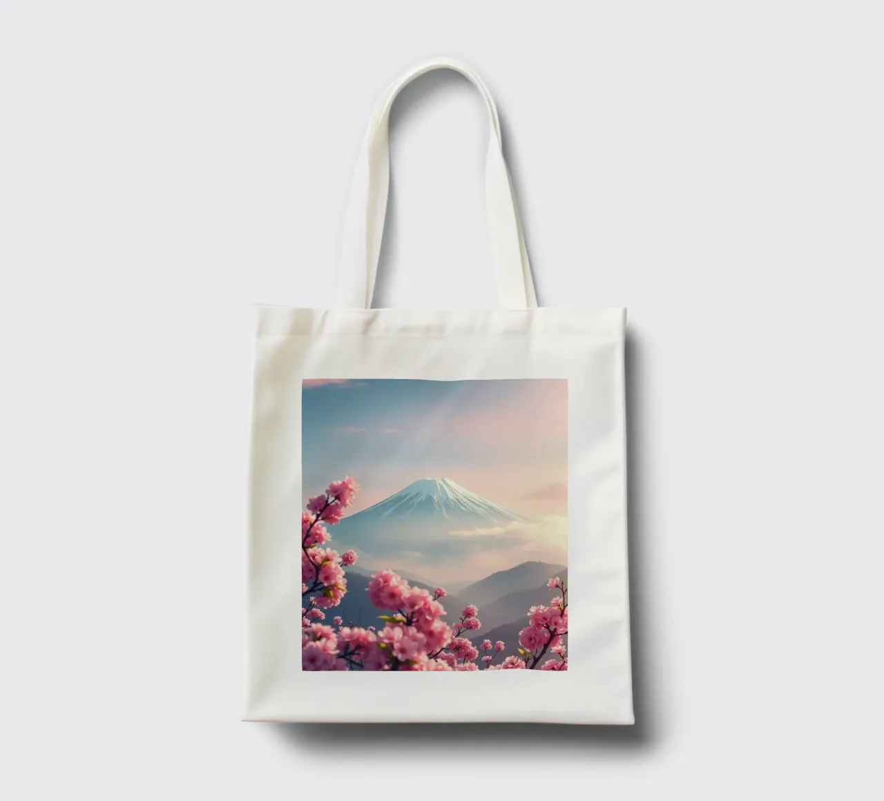 Il Monte Fuji in Giappone con i ciliegi in fiore borsa in juta da RB-Digital-Paintings