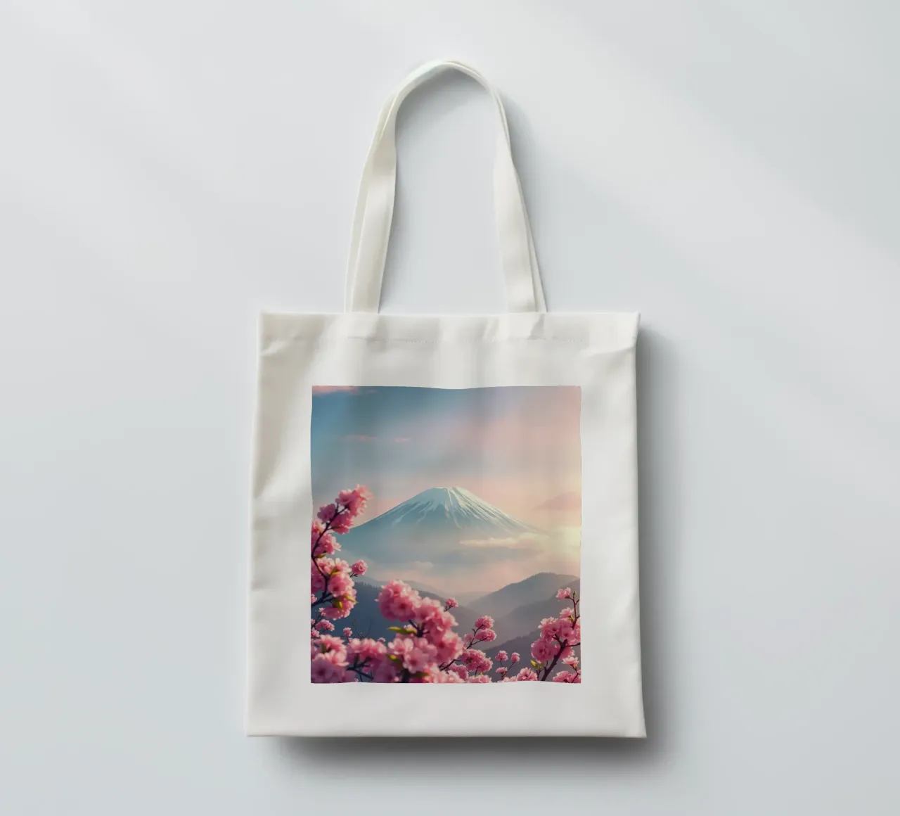 Il Monte Fuji in Giappone con i ciliegi in fiore borsa in juta da RB-Digital-Paintings