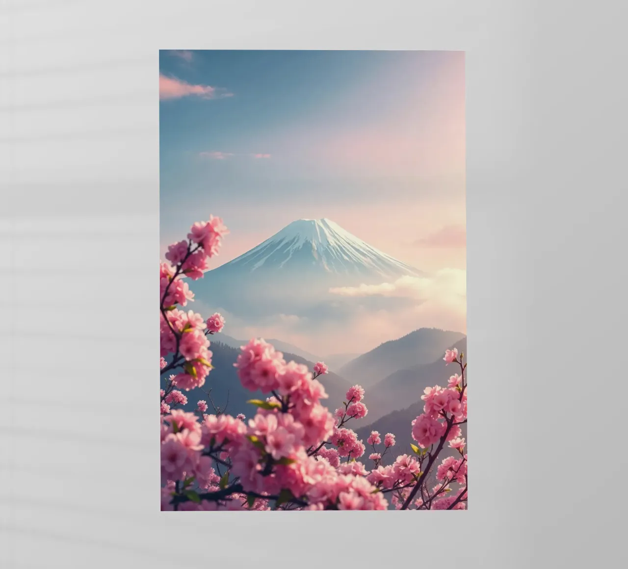 Il Monte Fuji in Giappone con i ciliegi in fiore pellicola backlit da RB-Digital-Paintings