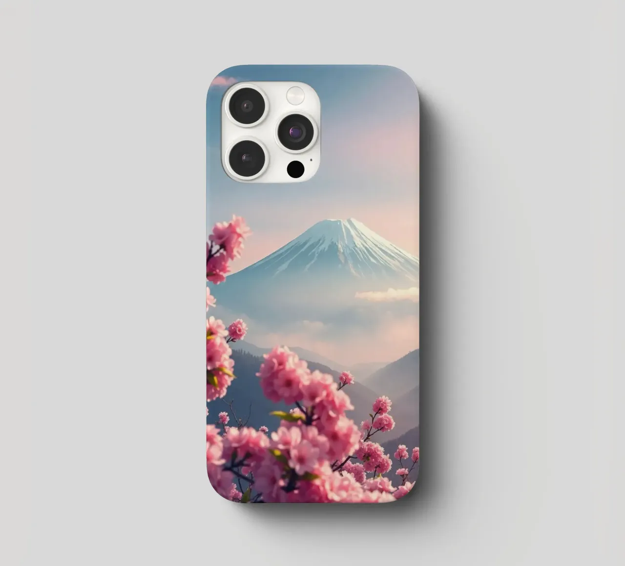 Il Monte Fuji in Giappone con i ciliegi in fiore cover iphone da RB-Digital-Paintings