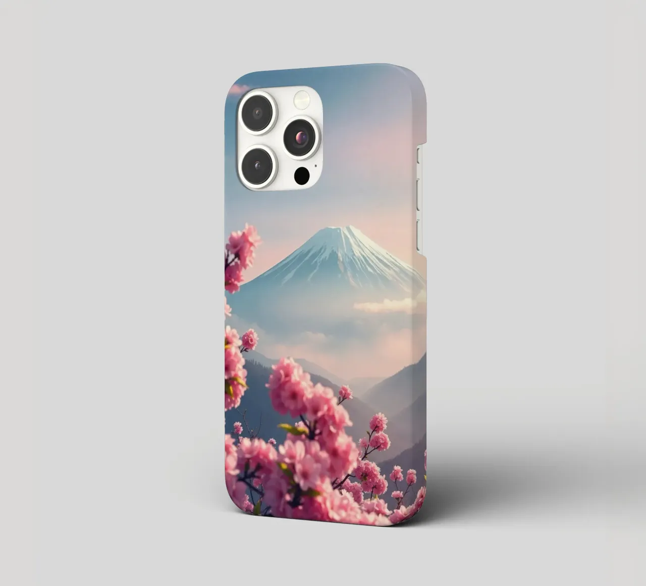 Il Monte Fuji in Giappone con i ciliegi in fiore cover iphone da RB-Digital-Paintings