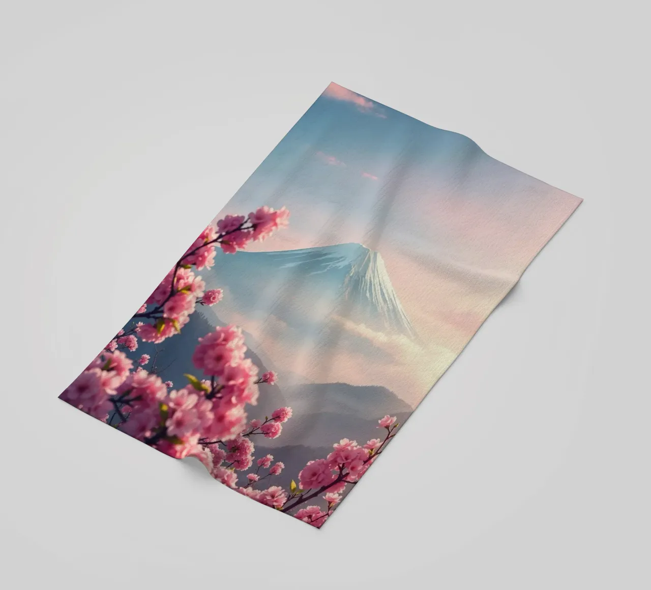 De berg Fuji in Japan met kersenbloesems strandhanddoek van RB-Digital-Paintings
