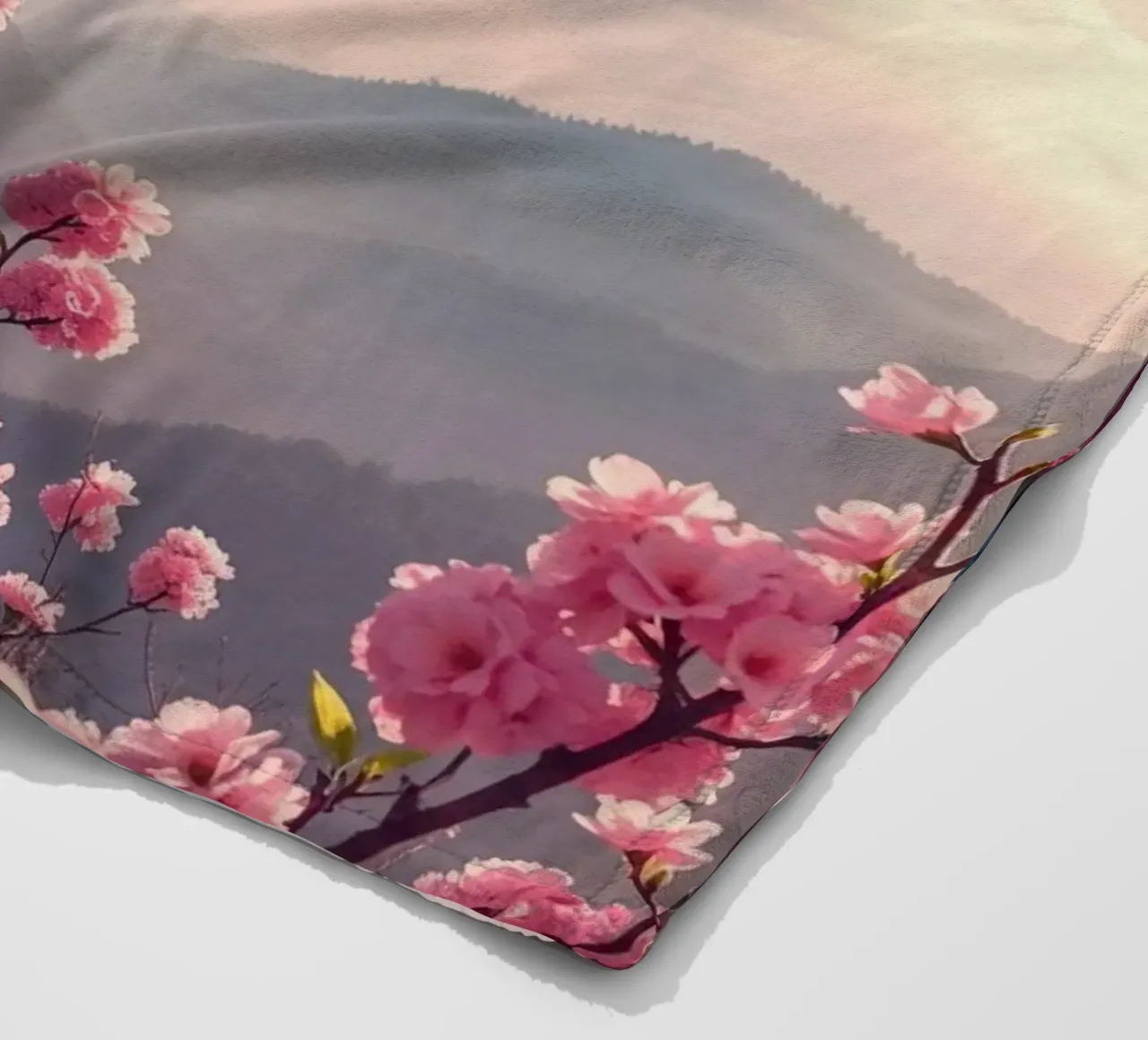 Il Monte Fuji in Giappone con i ciliegi in fiore coperta in pile da RB-Digital-Paintings