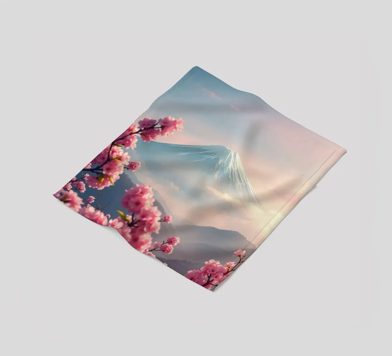 Il Monte Fuji in Giappone con i ciliegi in fiore coperta in pile da RB-Digital-Paintings