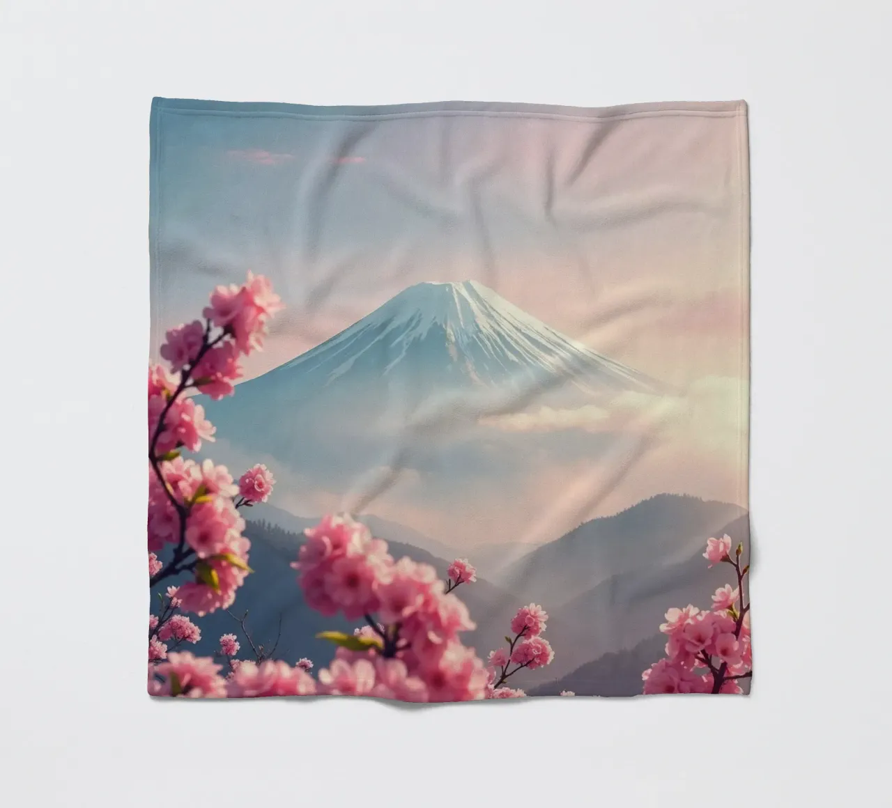 Il Monte Fuji in Giappone con i ciliegi in fiore coperta in pile da RB-Digital-Paintings