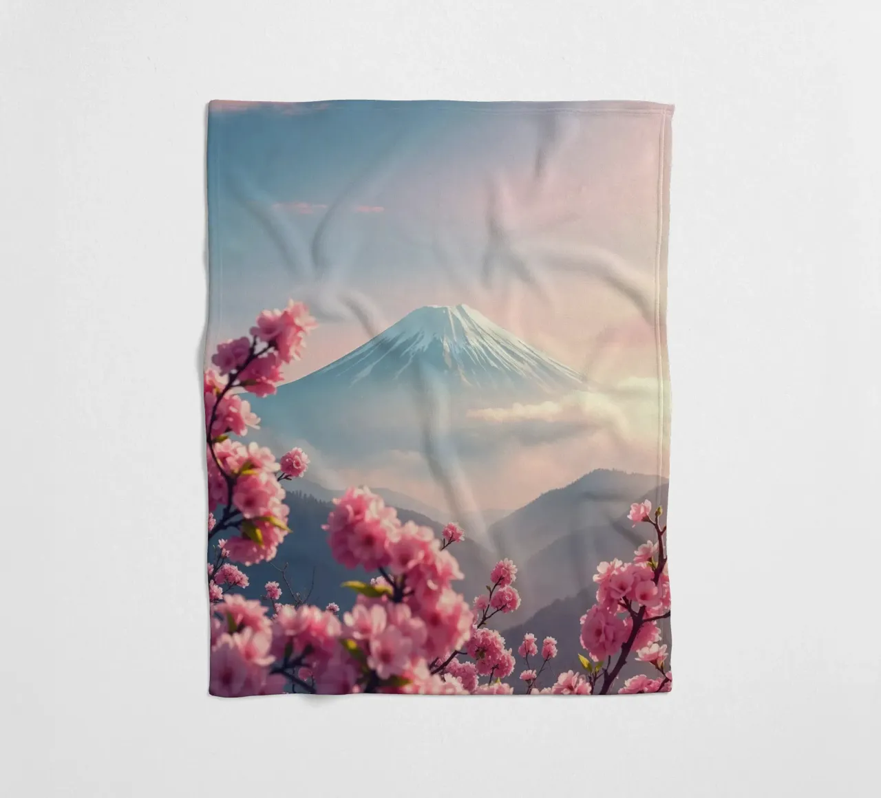 Il Monte Fuji in Giappone con i ciliegi in fiore coperta in pile da RB-Digital-Paintings