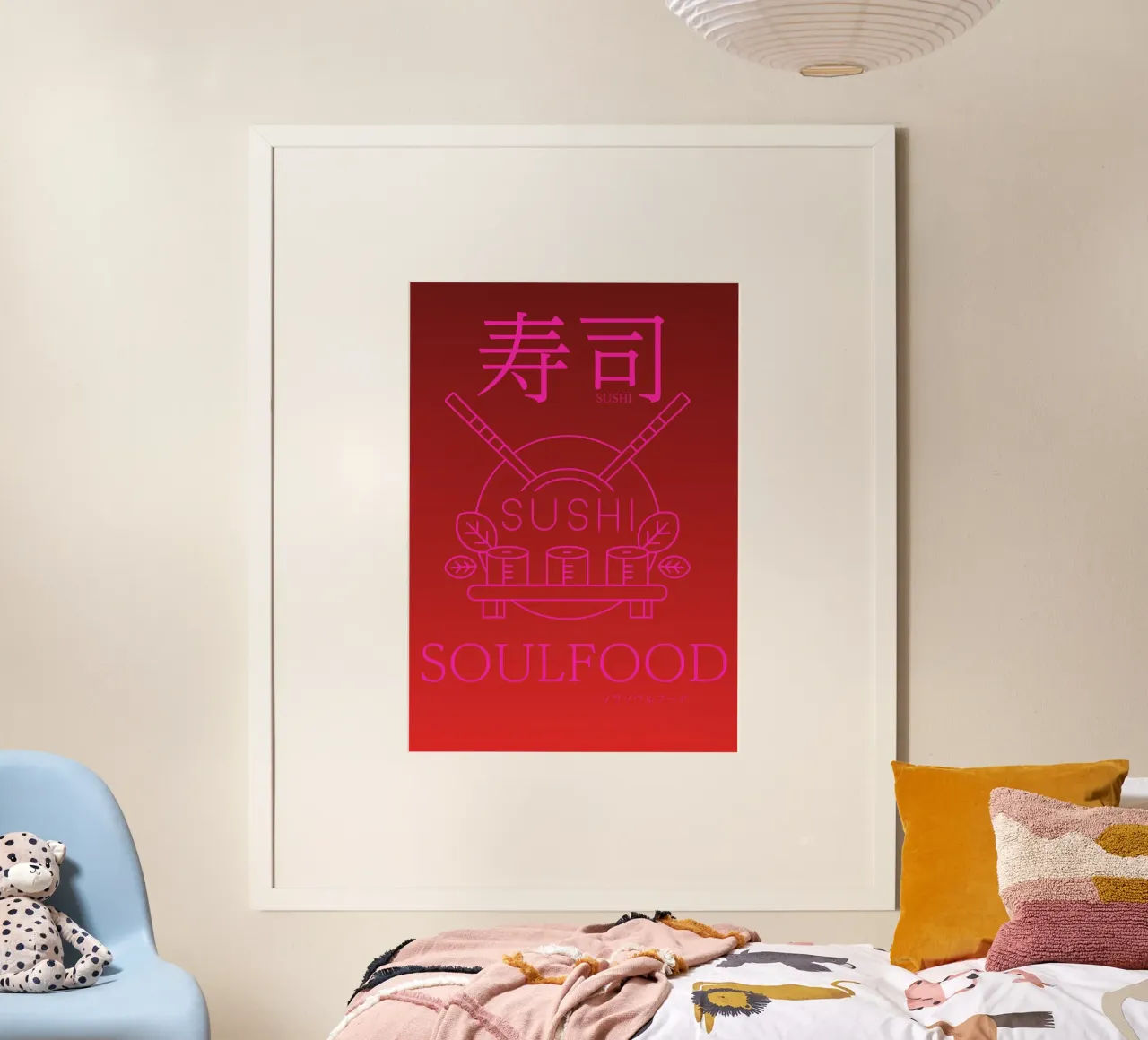 SUSHI SOULFOOD poster con telaio in legno da Headless Monkeys