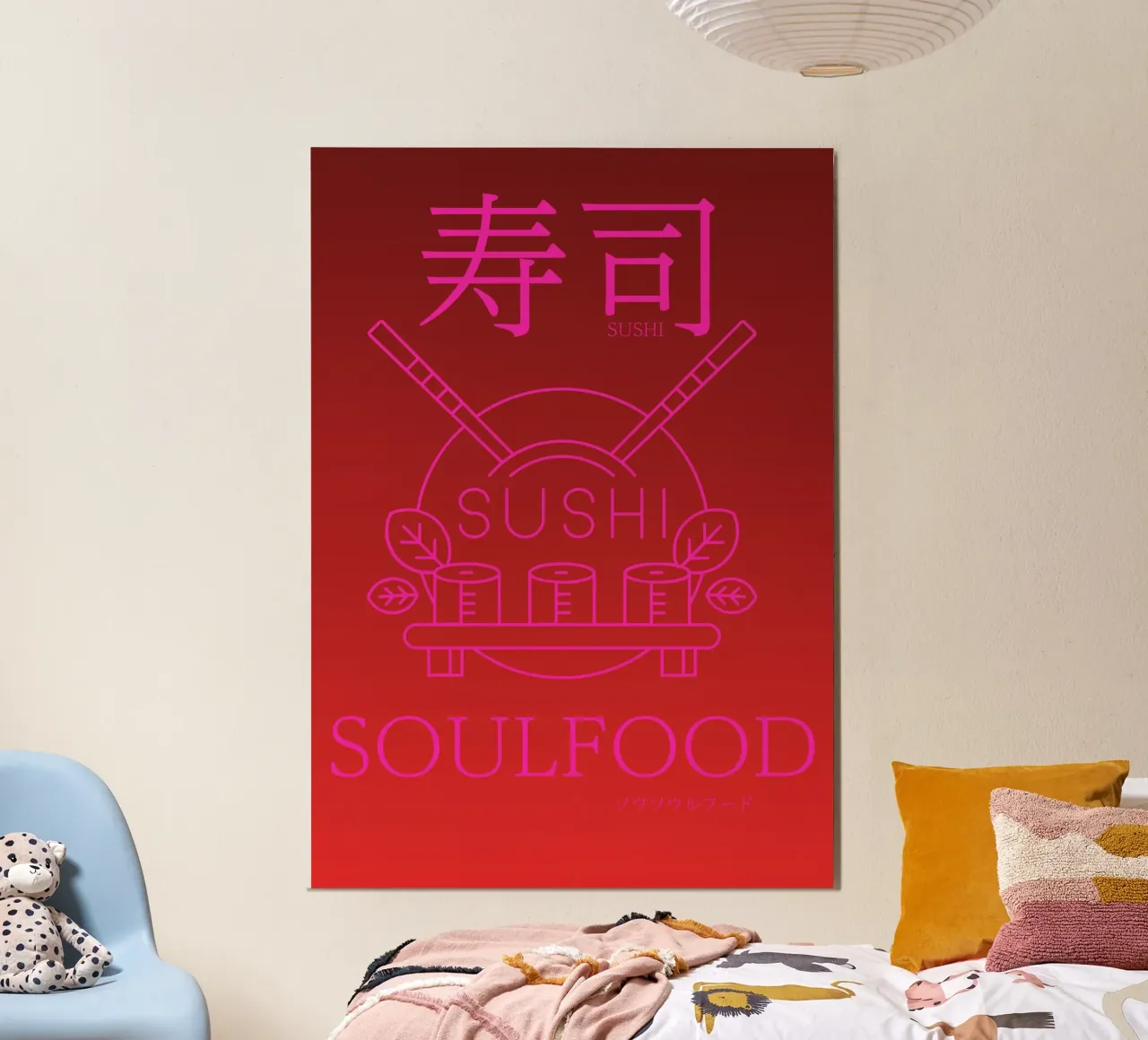SUSHI SOULFOOD poster con telaio in legno da Headless Monkeys