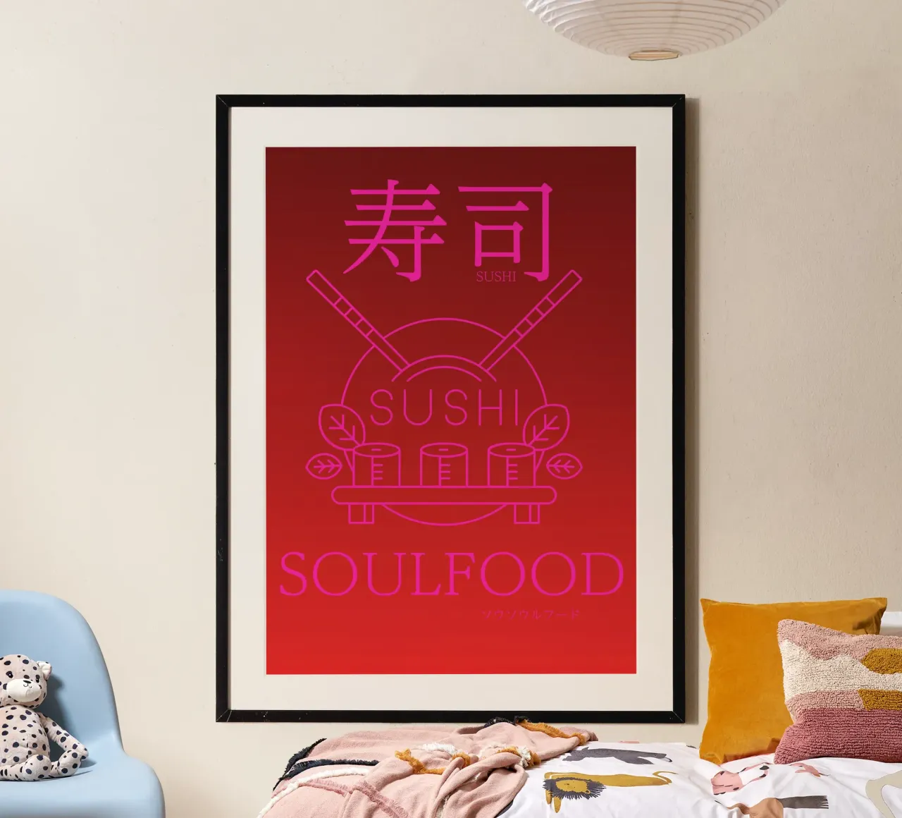 SUSHI SOULFOOD poster con telaio in legno da Headless Monkeys