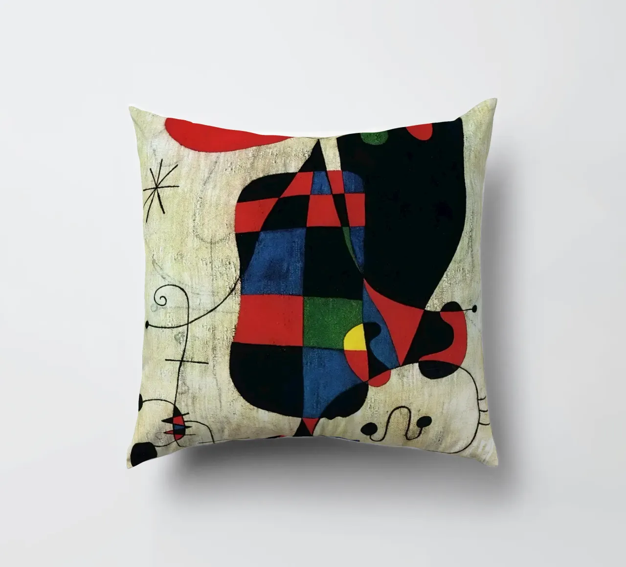 Joan Miro Figure e cane davanti al sole cuscino da Dixon-Gallery