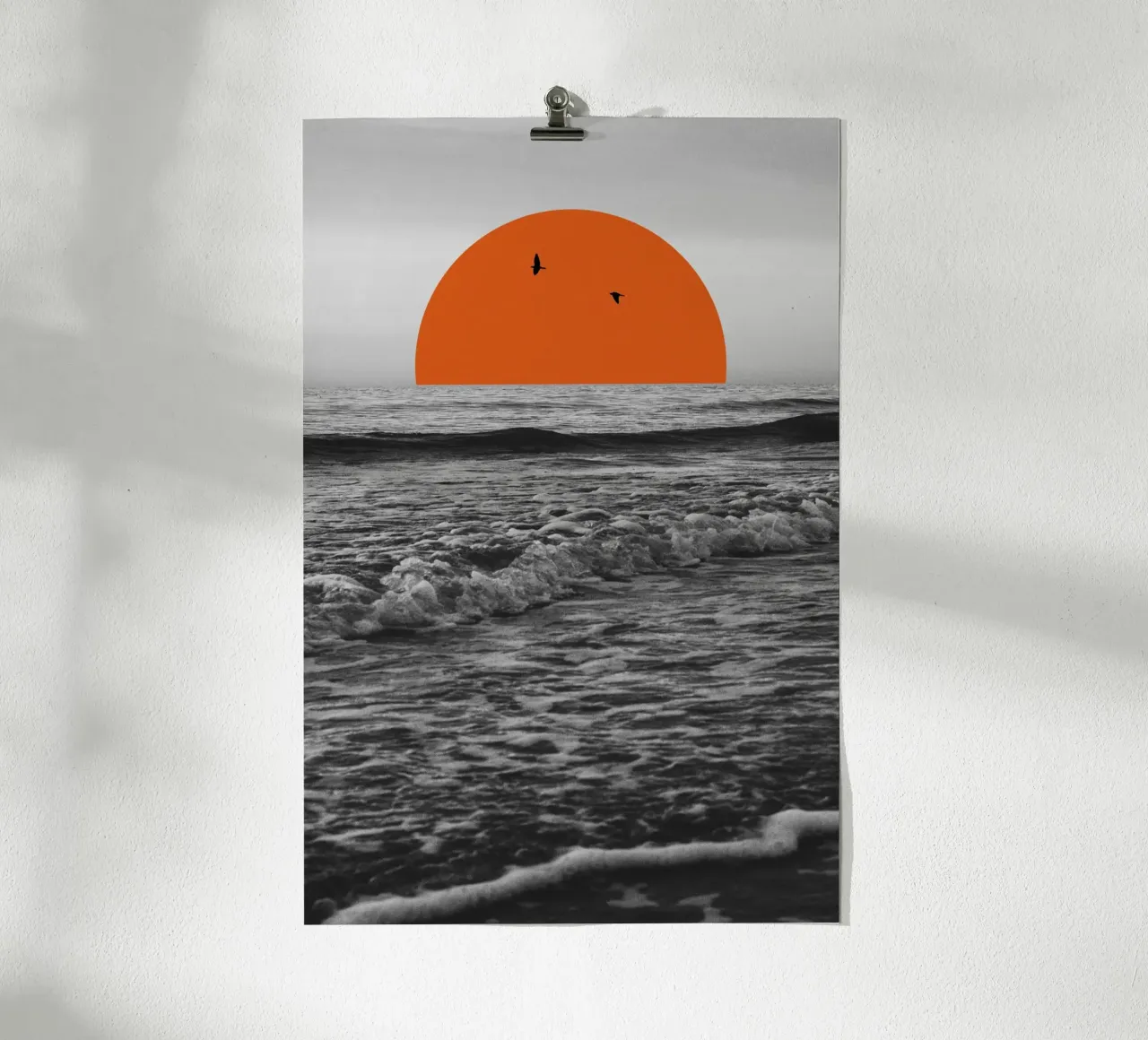 Meer und Sonnenuntergang Collage poster con telaio in legno da collage