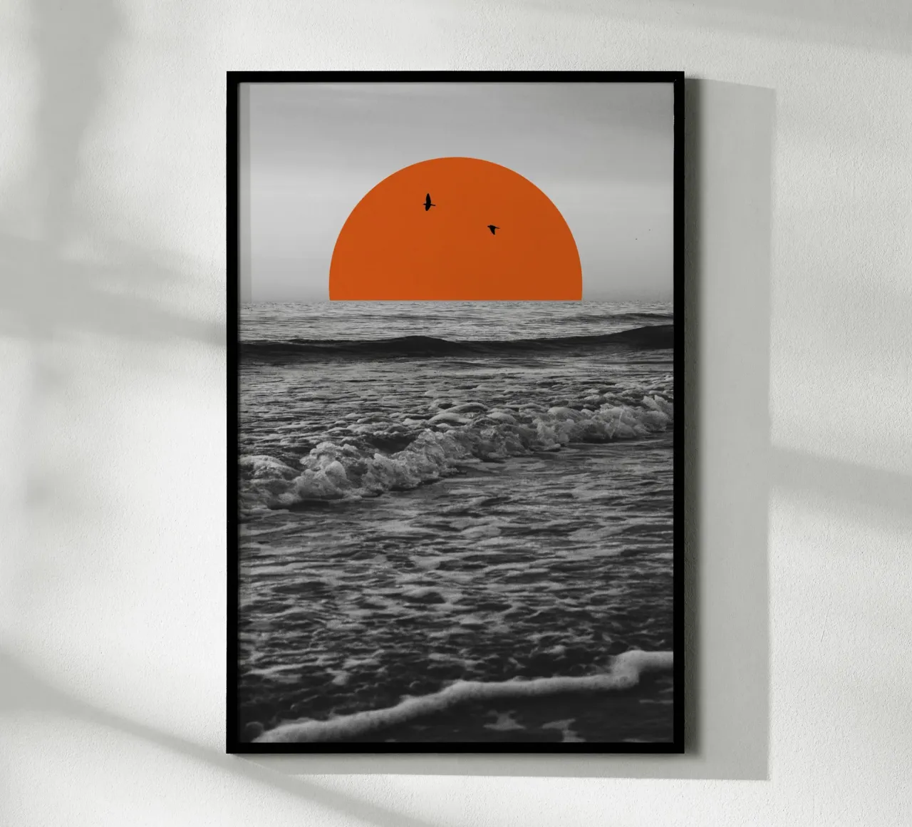 Meer und Sonnenuntergang Collage poster con telaio in legno da collage