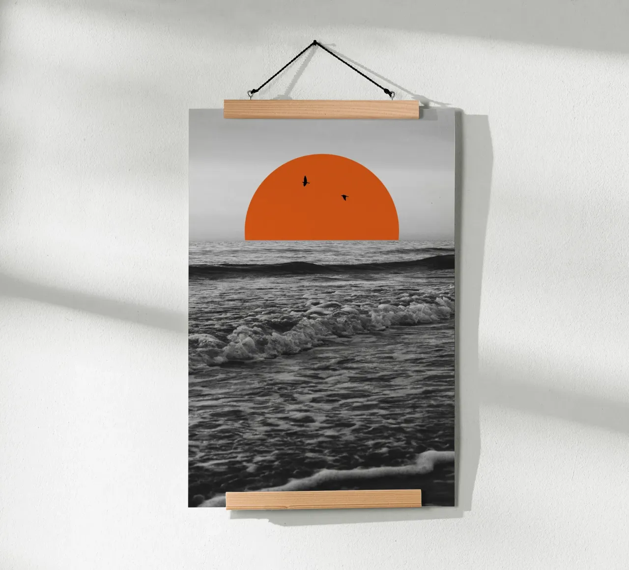 Meer und Sonnenuntergang Collage poster con telaio in legno da collage