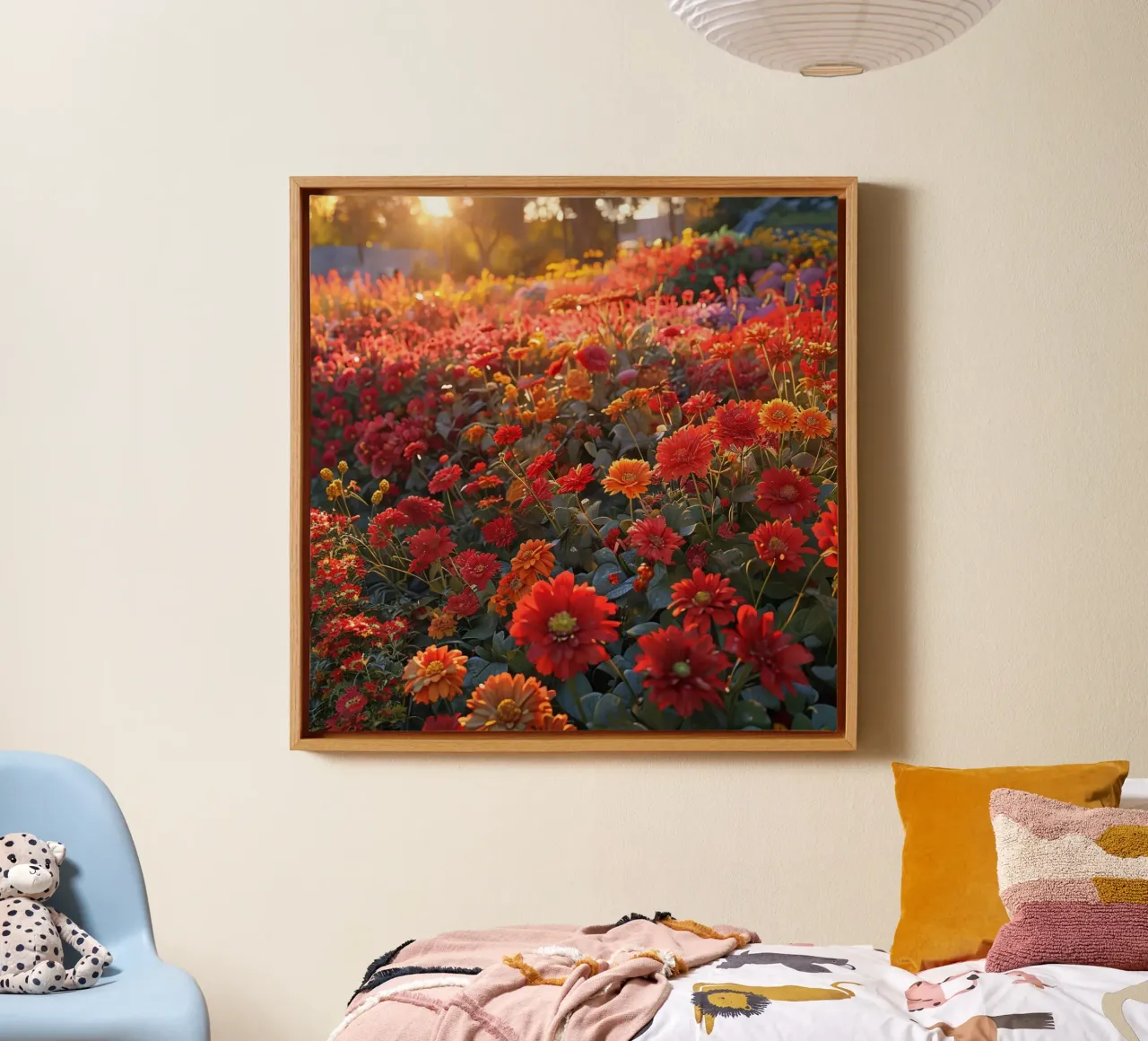 Fluisterweide canvas met Baklijst van Bold Blooms