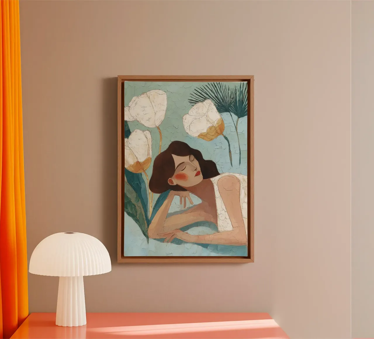 Where Quiet Blossoms canvas with Floater frame by Clara August