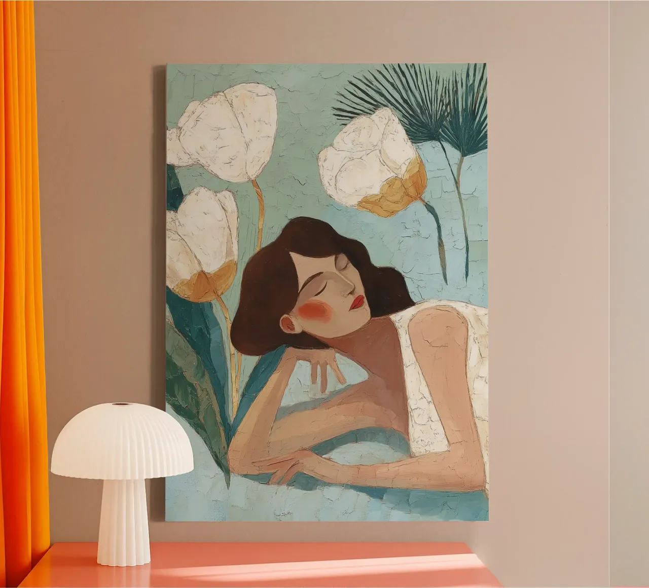 Where Quiet Blossoms canvas with Floater frame by Clara August