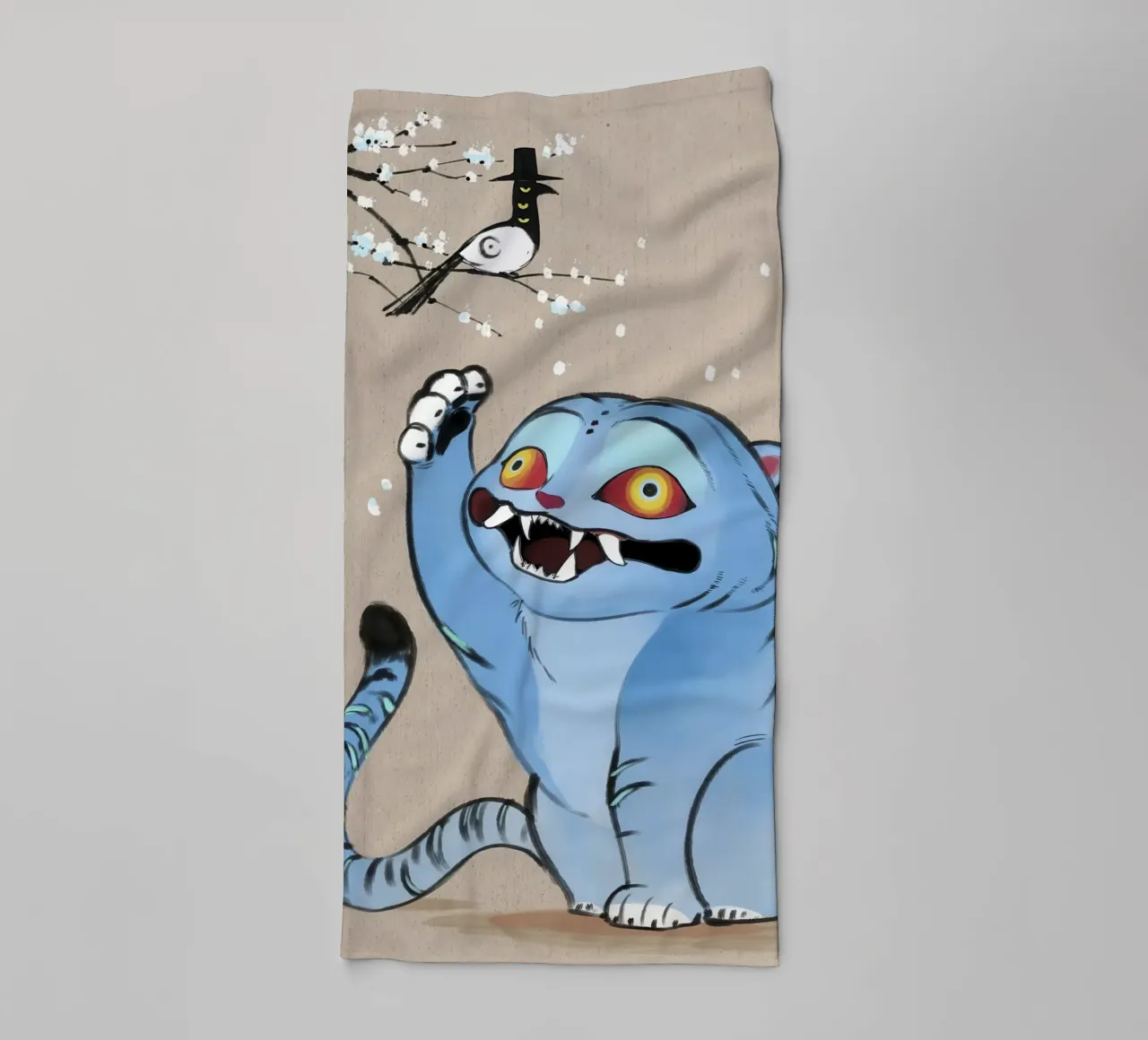 Demon Tiger and Bird towel by NextPixel
