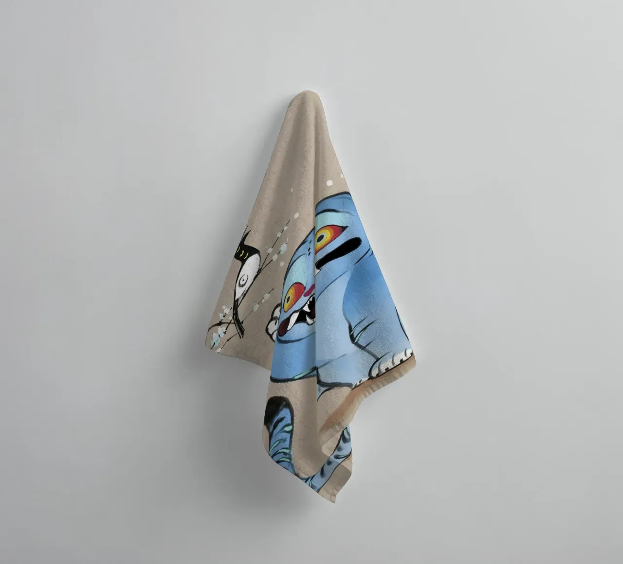 Demon Tiger and Bird towel by NextPixel