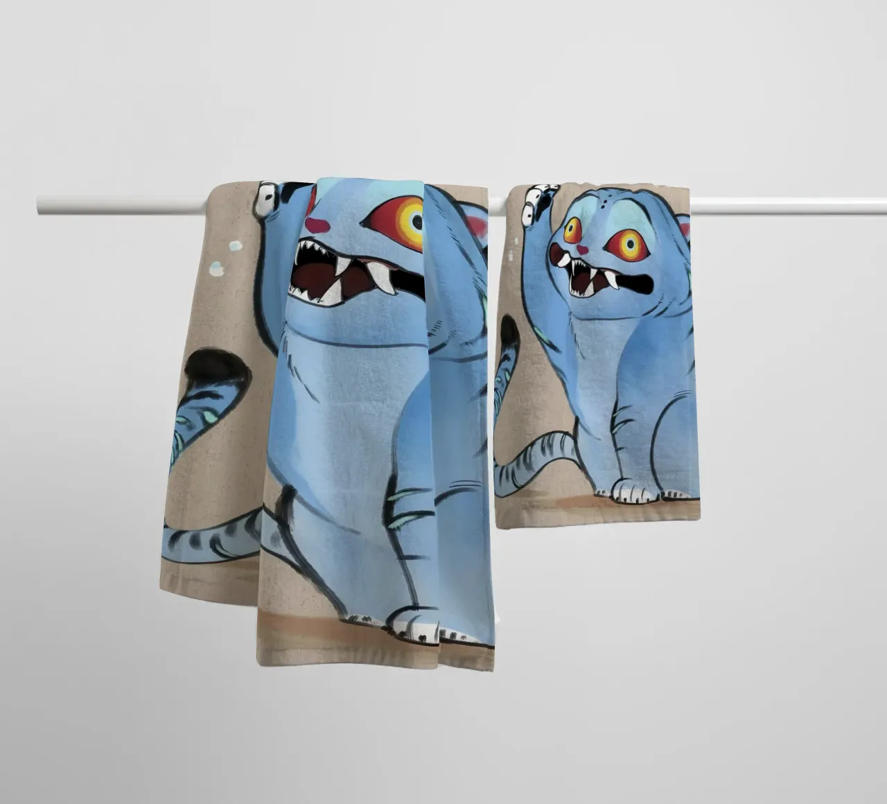 Demon Tiger and Bird towel by NextPixel