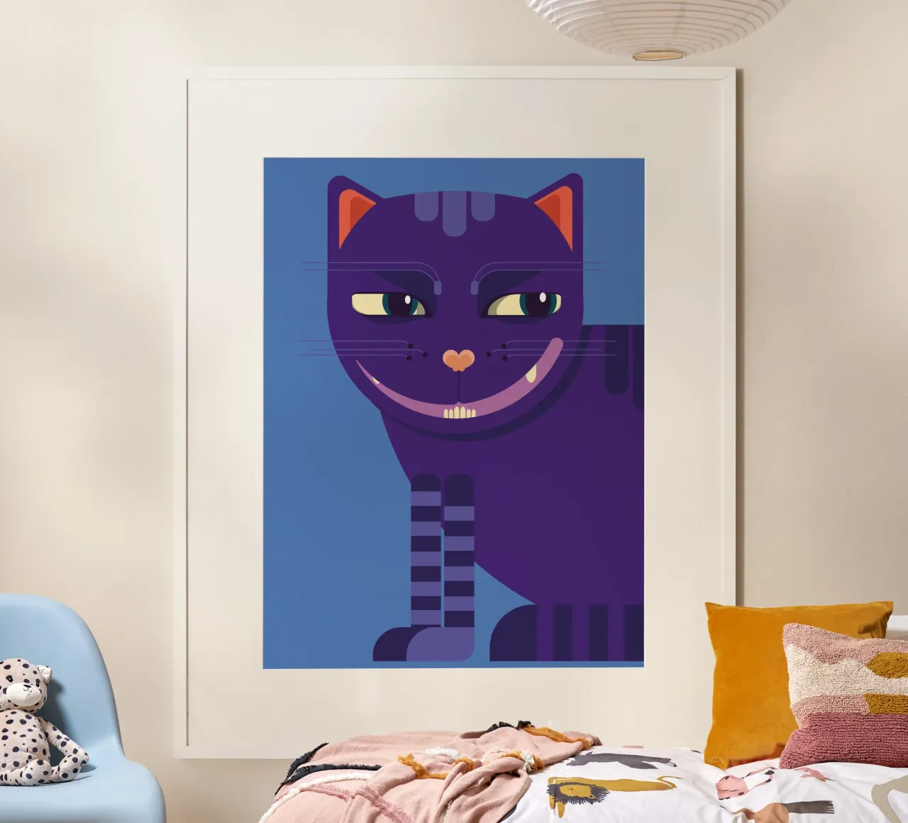 Grinsekatze poster con telaio in legno da DARIA IVANOVNA