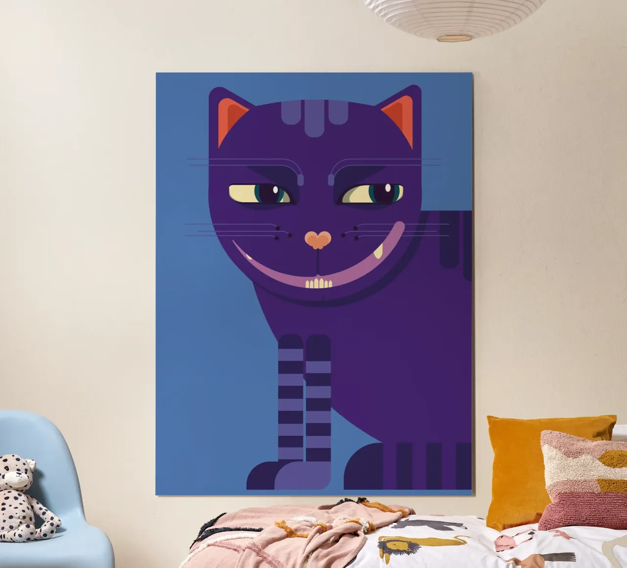 Grinsekatze poster con telaio in legno da DARIA IVANOVNA