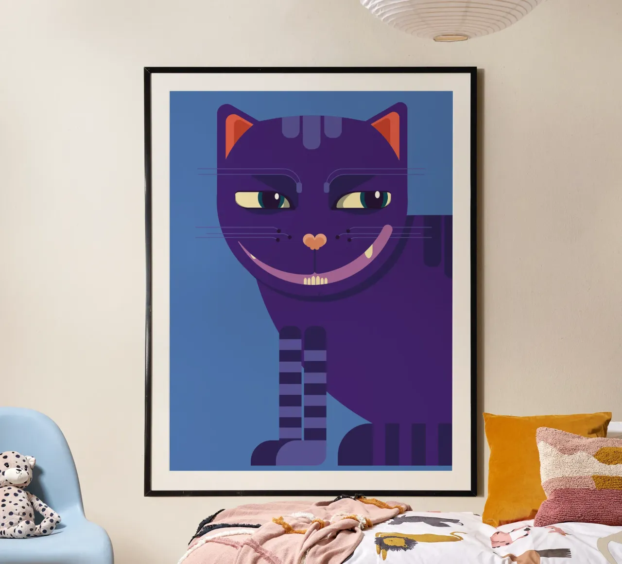 Grinsekatze poster con telaio in legno da DARIA IVANOVNA