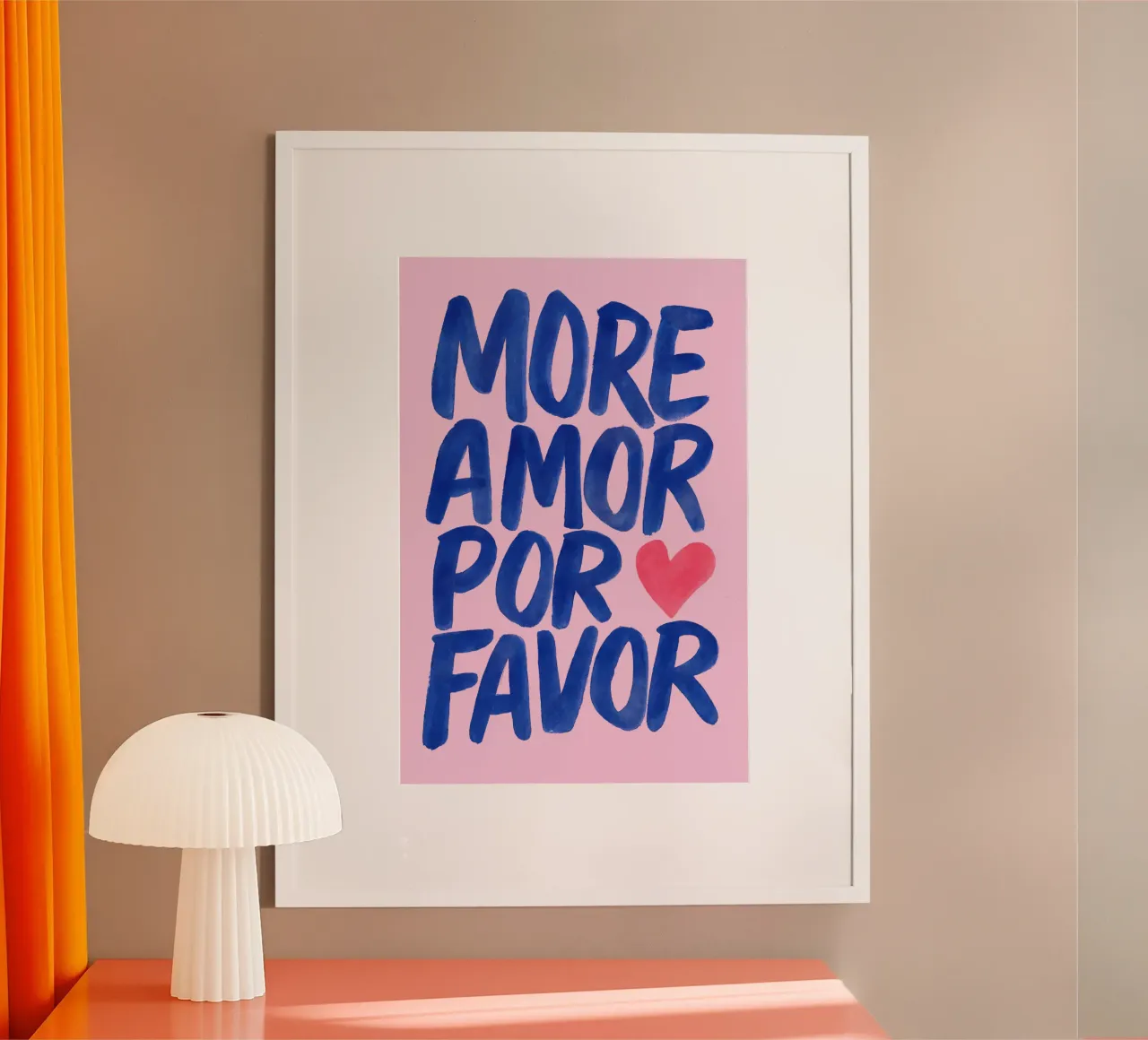 Poster d'amore tipografico - Più estetica Amor Por Favor poster con telaio in legno da QuooodZ by MooodzArt