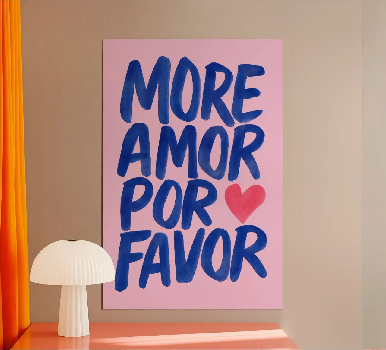 Poster d'amore tipografico - Più estetica Amor Por Favor poster con telaio in legno da QuooodZ by MooodzArt