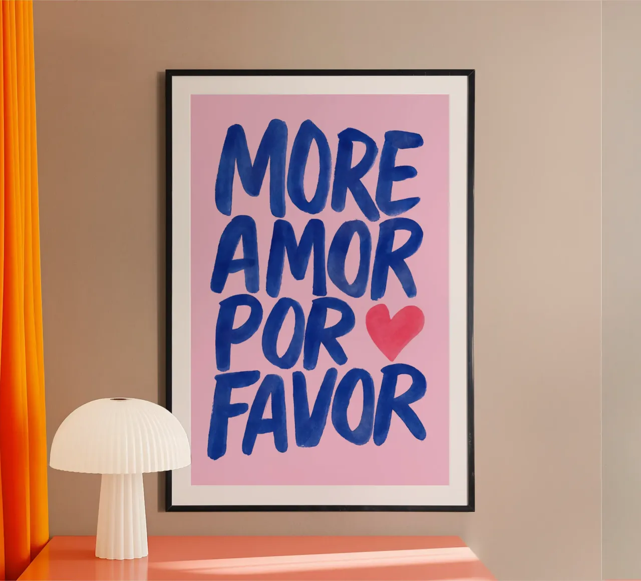 Poster d'amore tipografico - Più estetica Amor Por Favor poster con telaio in legno da QuooodZ by MooodzArt