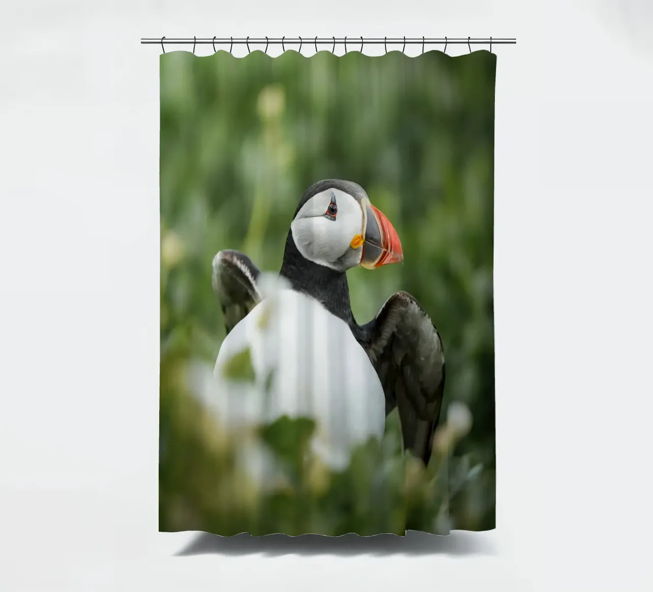 Puffin shower curtain by Tom's Wildlife