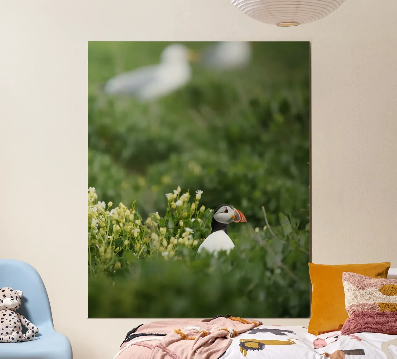 Puffin in flower fields hahnemühle by Tom's Wildlife