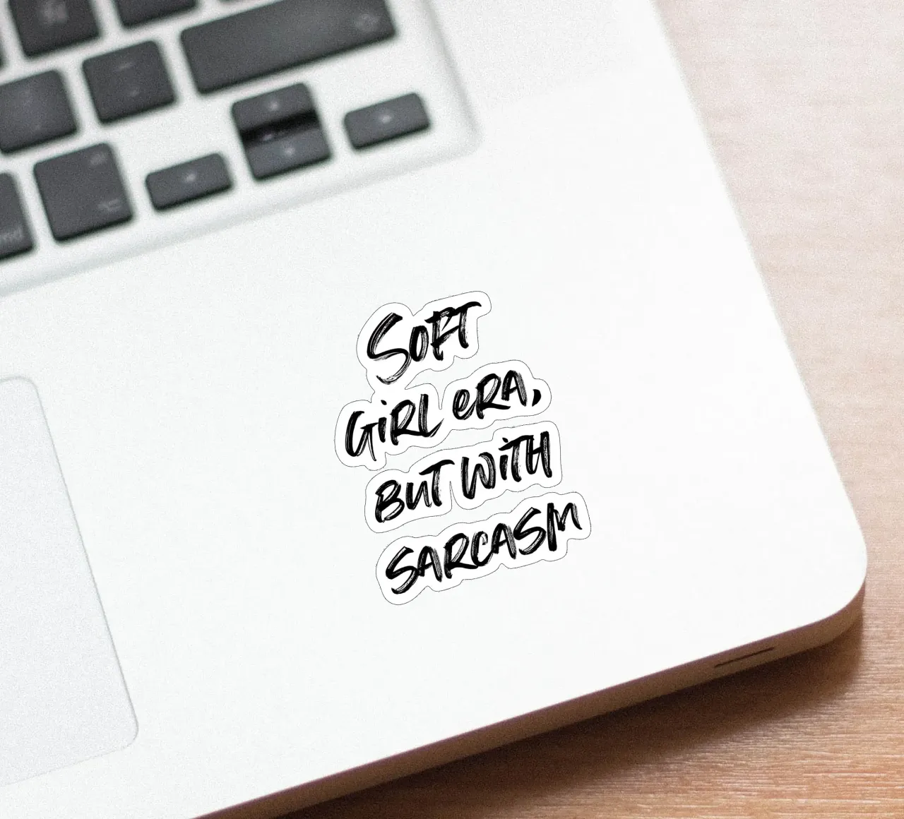 Soft girl era, but with sarcasm | minimalistic design Sticker von just typo