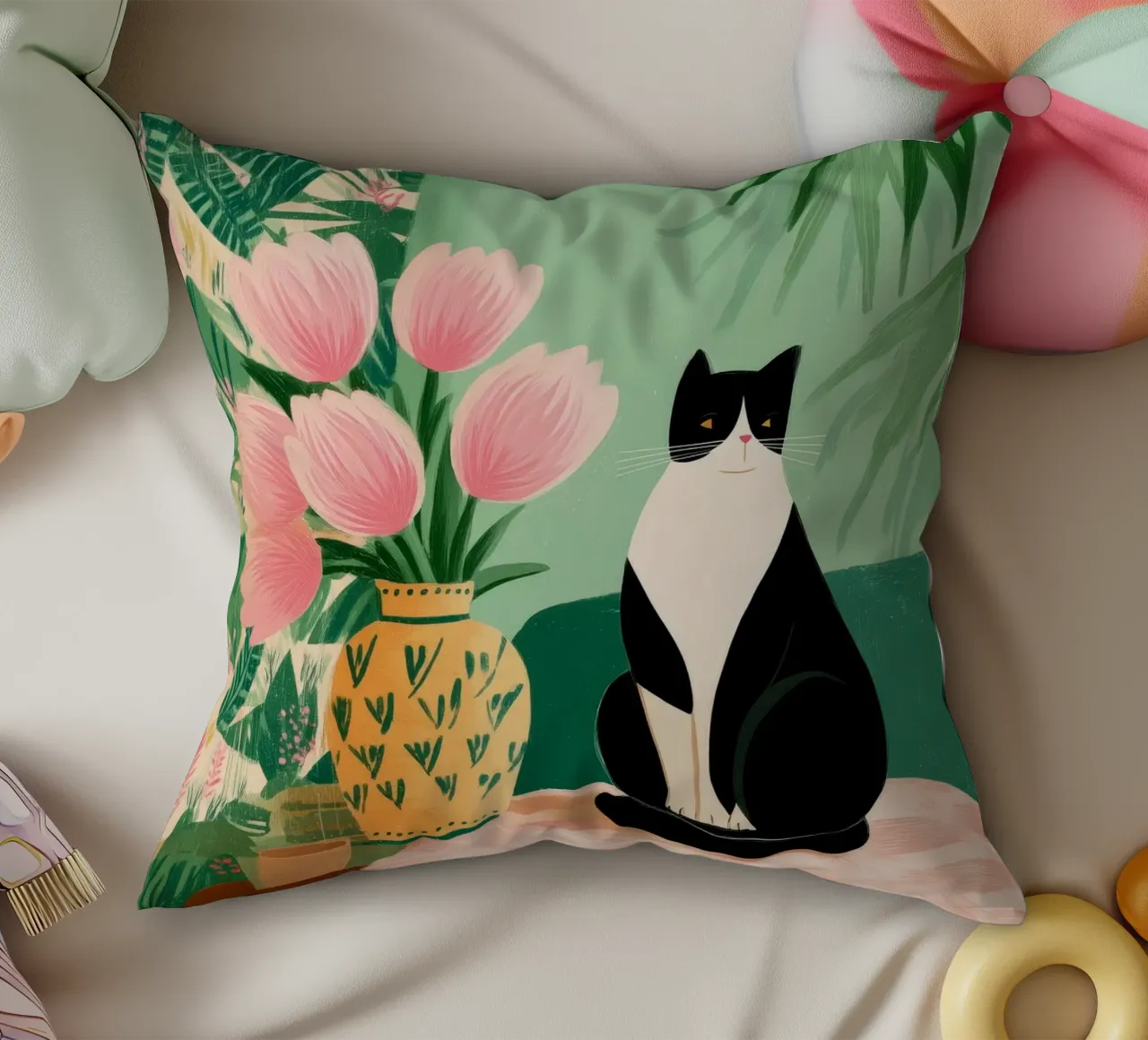 Tulips and Whiskers I cuscino da Clara August