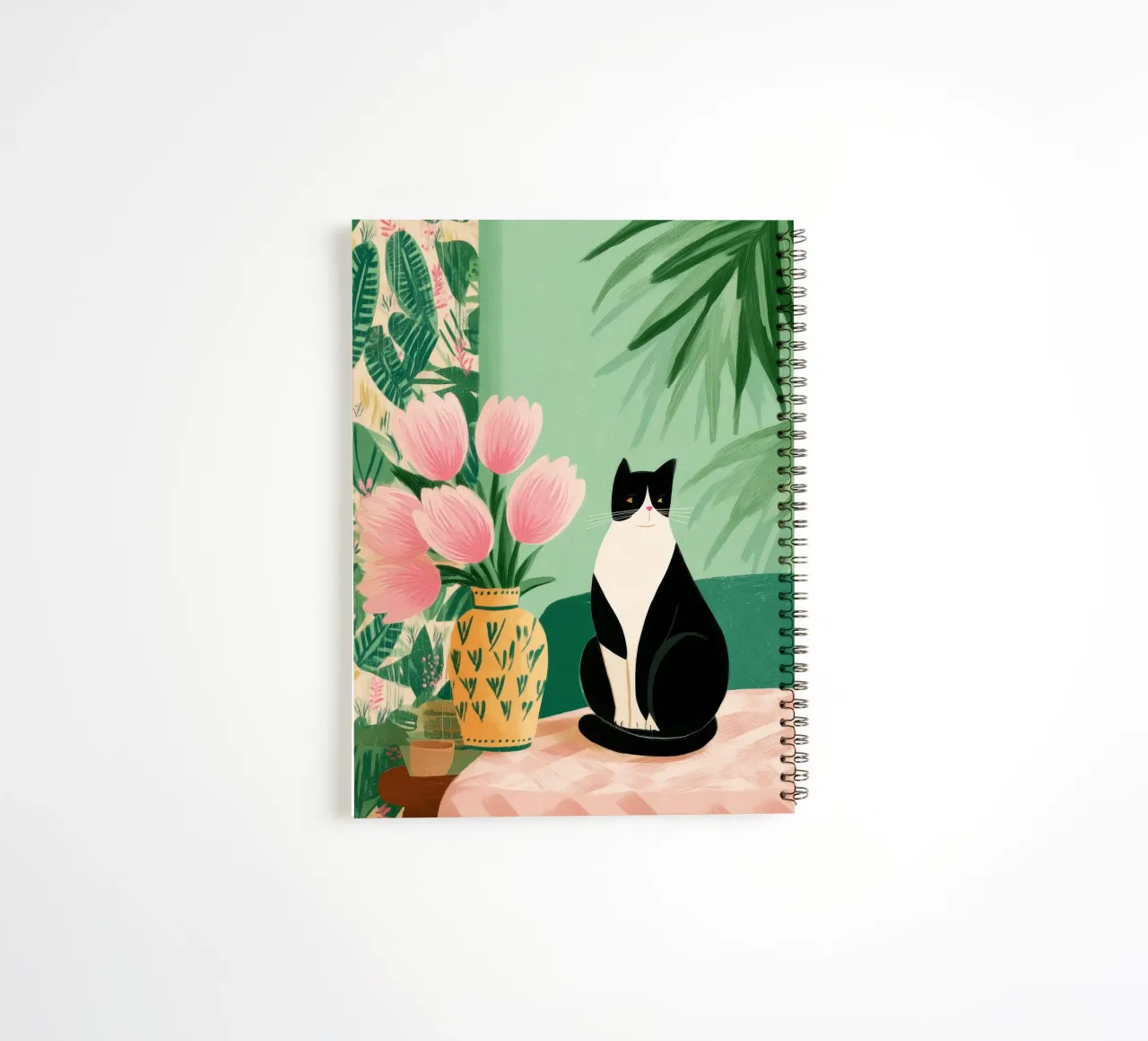 Tulips and Whiskers I spiral notebook by Clara August