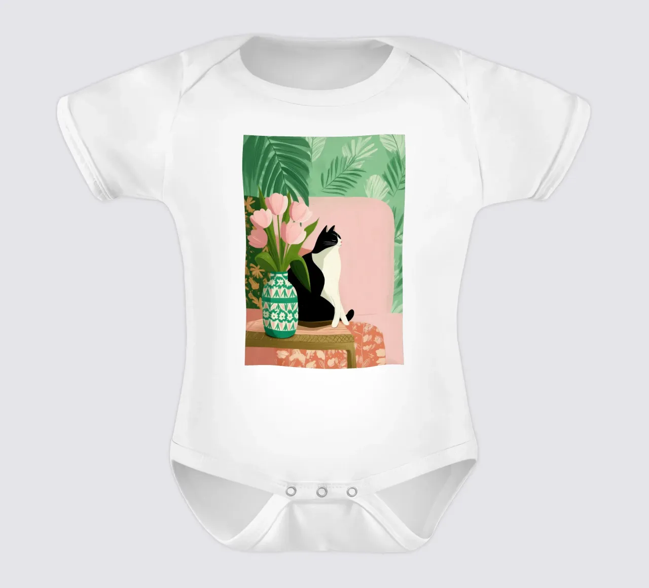 Tulips and Whiskers II body neonato maniche corte da Clara August