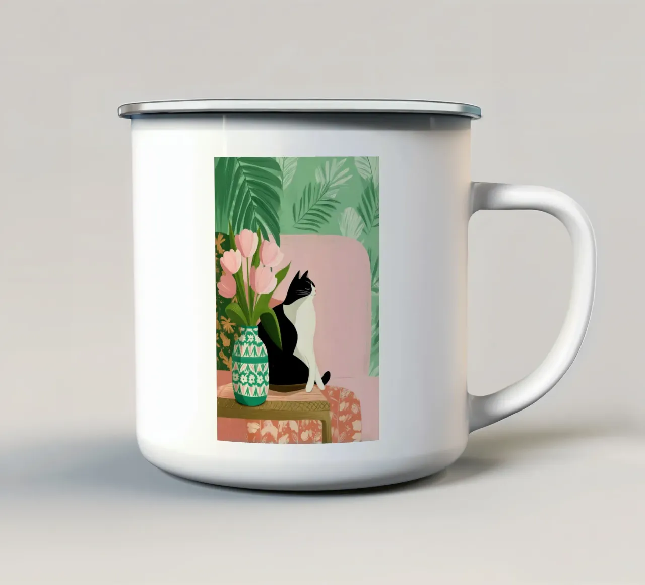 Tulips and Whiskers II tazza in smalto da Clara August