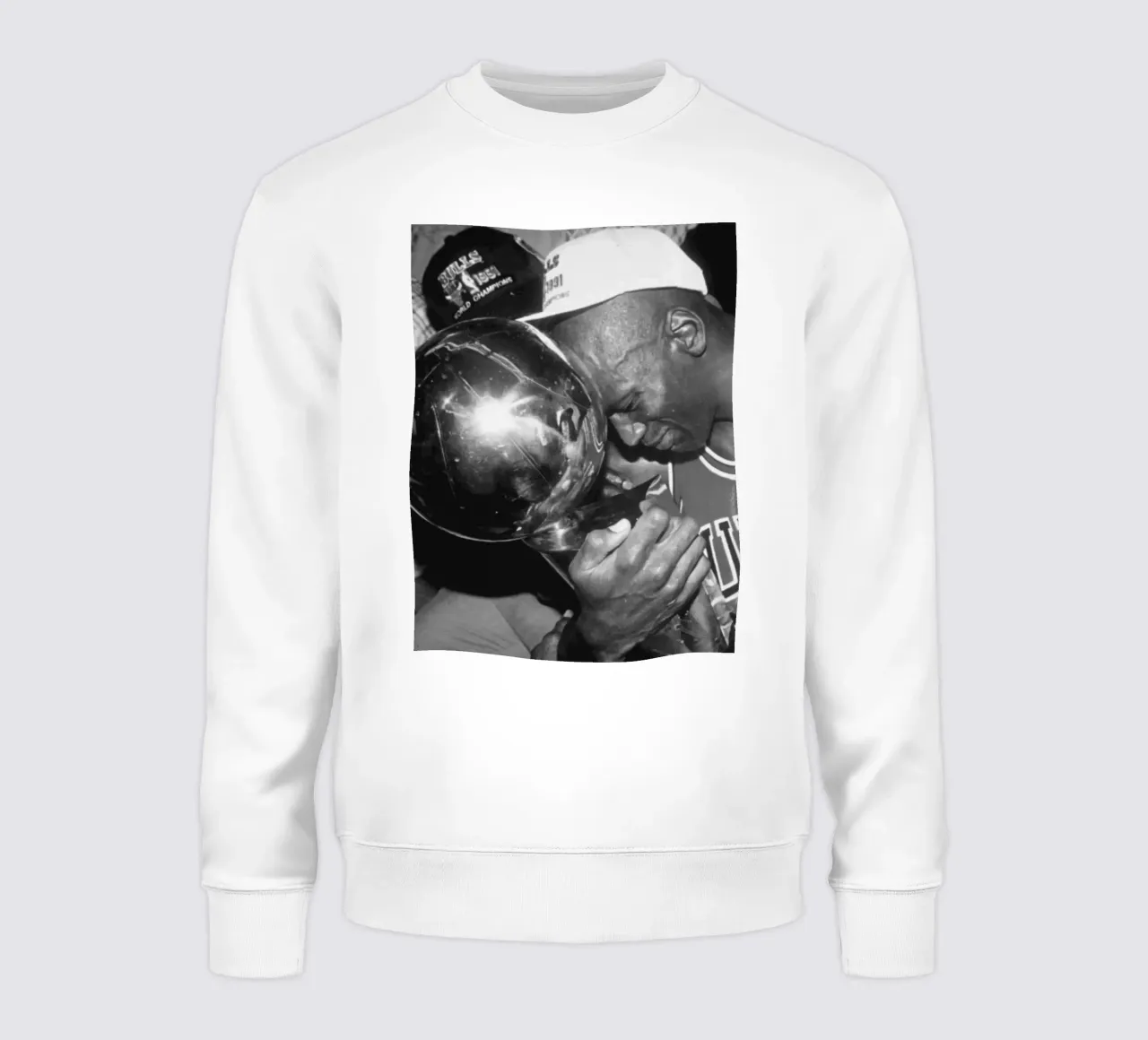 Jordan Hugs the Cup BW sweatshirt by FAKE ARTWORK STORE