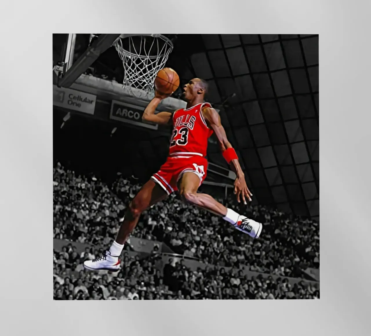 Poster per i Bulls 23 Slam dunk pellicola backlit da FAKE ARTWORK STORE